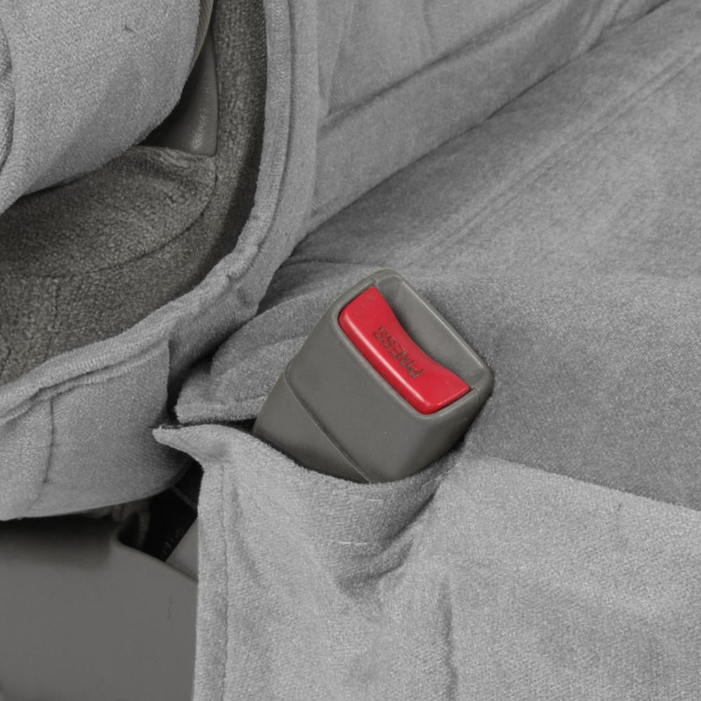 BDK Velour Fabric 2-Pack Front Seat Covers for Pick-Up Trucks, Trucks, Vans with Integrated Seat Belt, Integrated Arm Rest, Detachable Headrest - Gray