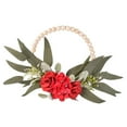 thumbnail image 5 of Sharprepublic Wood Bead Floral Wreath Artificial Flower Wreath Birthday Gift Front Door Floral Red, 5 of 8
