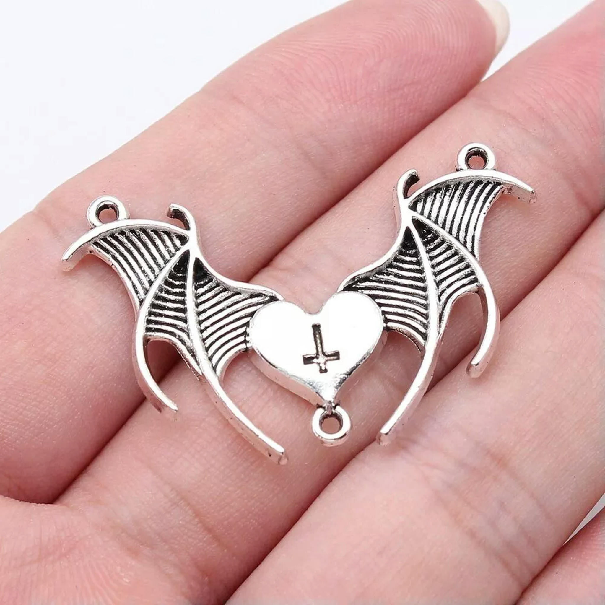 HOOUN 70 Pcs Tibet Silver Halloween Bat Connectors 41x25MM Diy Jewelry Making B14385