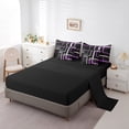 thumbnail image 4 of Abstract Geometry King Comforter Set 7-Piece Rectangle Square Bedding Comforter Sets, Black and Purple Bed in a Bag Modern Mid Century Bedding Set, Aesthetic Bed Sheets Set Kids Teens Room Decor, 4 of 6