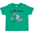 thumbnail image 3 of Inktastic I Love Soccer-dinosaur in Blue Boys or Girls Toddler T-Shirt, 3 of 5