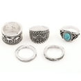 thumbnail image 4 of 5 Pcs/Set Bague Éléphant Femme Turquoise Sculptée Vintage Empilable, 4 of 7