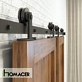 thumbnail image 5 of Homacer Black Rustic Sliding Barn Door Hardware Kit, for Two/Double Doors, 13ft Long Flat Track, T-Shape Design Roller, Heavy Duty, for Interior & Exterior Use, 5 of 7