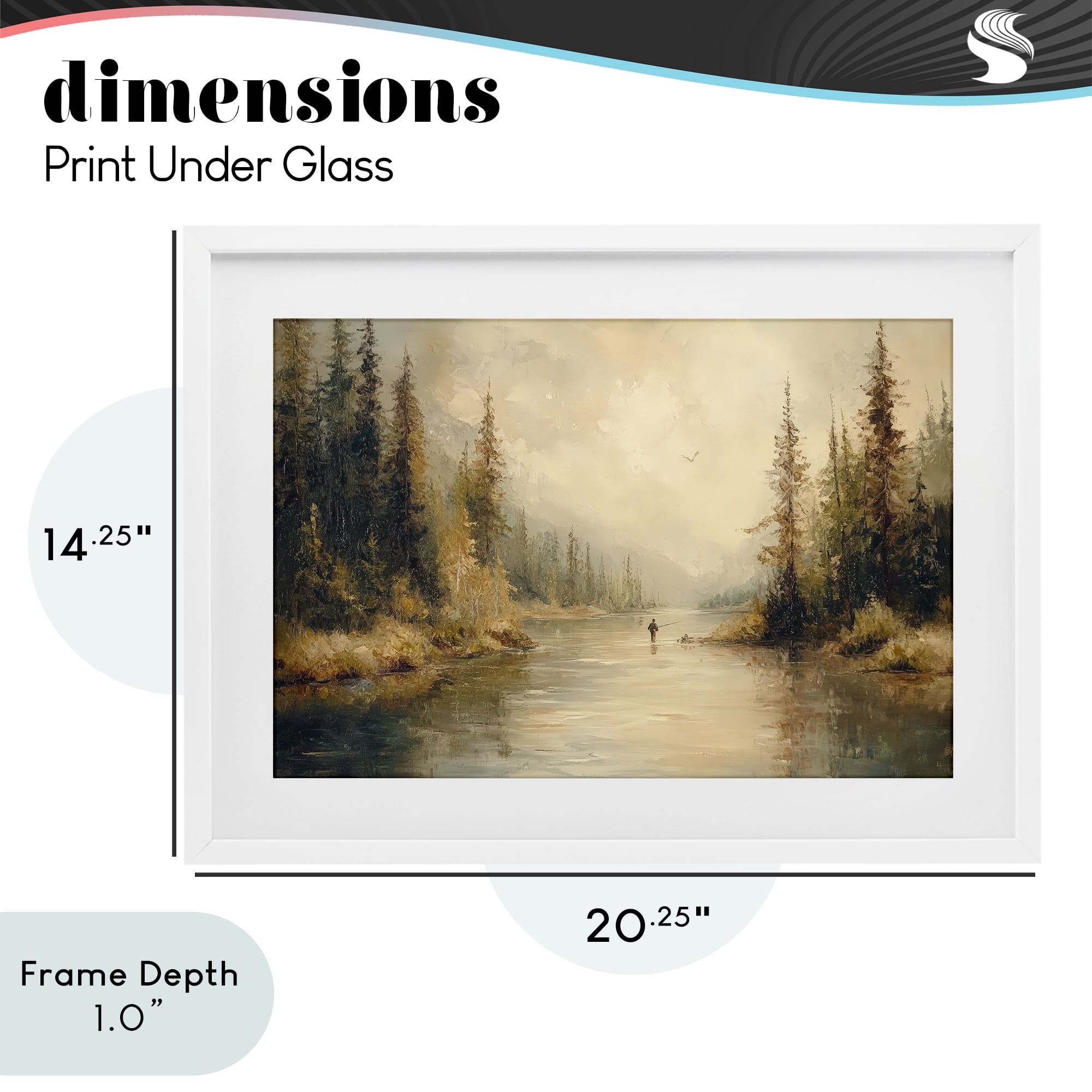 Stupell Industries Fly Fisher at Misty River White Framed Print Under Glass, design by Petal Prints Design
