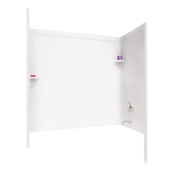 Swan SI00603. 010 33. 5 inch x 60 inch x 60 inch Easy Up Adhesive Tub Wall in White