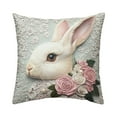 thumbnail image 2 of Uutvery Easter Decorative Pillow Cover, 3D Faux Embroidery Printing Bunny Motifs, Soft Polyester Cushion Case Sofa Bed, 17.72x17.72 Inches, 2 of 6
