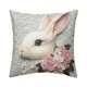 thumbnail image 2 of Funda de almohada con estampado digital 3D de conejo | Diseño de bordado falso | Tejido de poliéster | Funda de cojín decorativa para sofá cama de 45 x 45 cm, 2 of 6