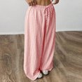 thumbnail image 5 of Women’s Stripe Wide Leg Pants Elastic Waist Drawstring Wide Leg Casual Trousers Summer Lightweight Pants, 5 of 7