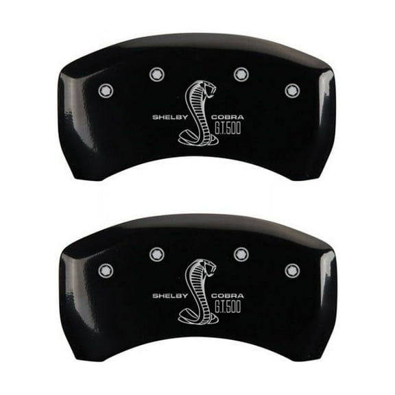 MGP Rear set 2 Caliper Covers Engraved Rear GT500 Shelby & Cobra Black finish silver ch Fits select: 2005-2014 FORD MUSTANG GT