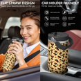 thumbnail image 5 of Leopard Print 30oz Handheld Travel Tumbler with Handle – Double Wall Stainless Steel Insulated Cup, Flip Straw Lid, Leak-Proof & BPA-Free for Hot and Cold Drinks – Durable Coffee & Juice Mug Black, 5 of 6