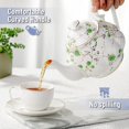 thumbnail image 4 of Btat- Tetera Floral 38 Oz Blanca Con Rosas Verdes Y Adornos Dorados Tetera De Porcelana Cerámica Apta Para Lavavajillas Regalos De Navidad, 4 of 5