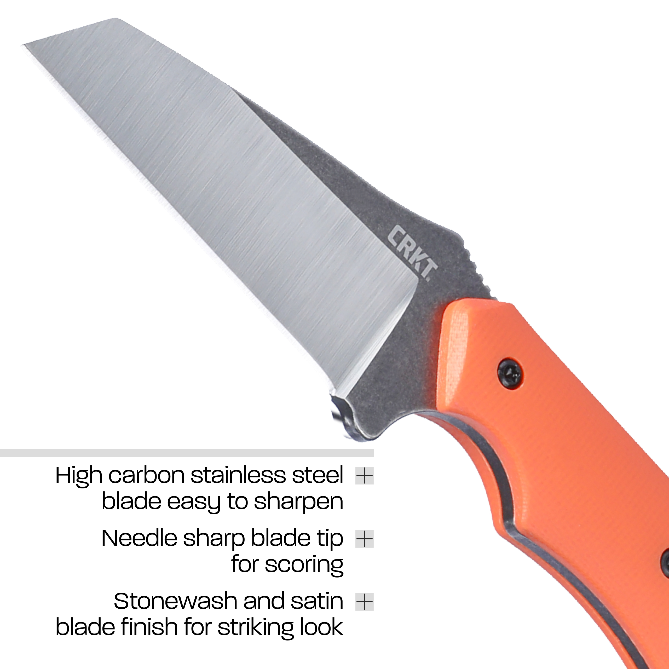 CRKT S.P.I.T. (Small. Pocket. Inverted. Tanto.) Outdoor Survival Fixed Blade Knife with Sheath: Stainless Steel Plain Edge Blade, G10 Handle, 2399