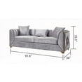 thumbnail image 2 of Modern Silver 2Pc Living Room Set with Solid Wood Frame (220×80×75cm, Velvet Fabric), 2 of 12