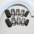 thumbnail image 4 of Uñas postizas adhesivas RTKHFZE cuadradas negras French tip 24 piezas, 4 of 7