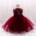 thumbnail image 2 of Gyratedream Infant Toddler Girls Birthday Gown Princess Dress Baby Flower Embroidery Lace Bubble Dress, 2 of 9
