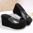 thumbnail image 6 of Dakaela Womens Slip on Platform Wedge Sandals Open Toe High Heel Clear Band Slides Summer Dress Shoes 3.54 Inches Heels Size 7, 6 of 9