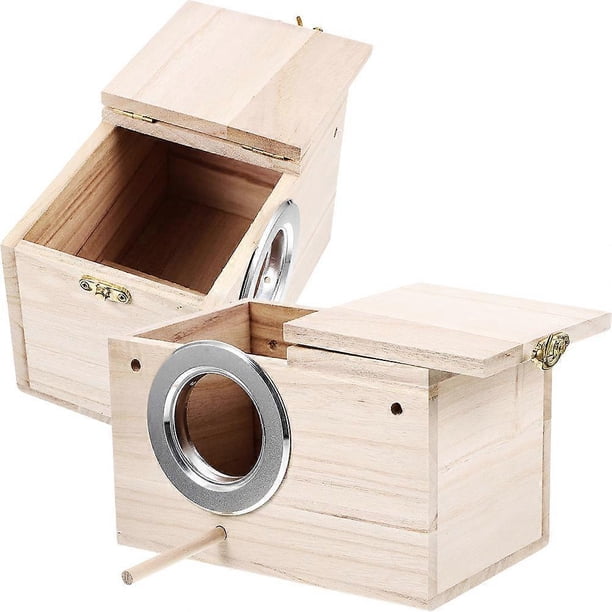 Bird Nest for Lovebirds Wooden Bird House Parakeet Nesting Box Indoor 19.3X12cm Shelter 2Pcs