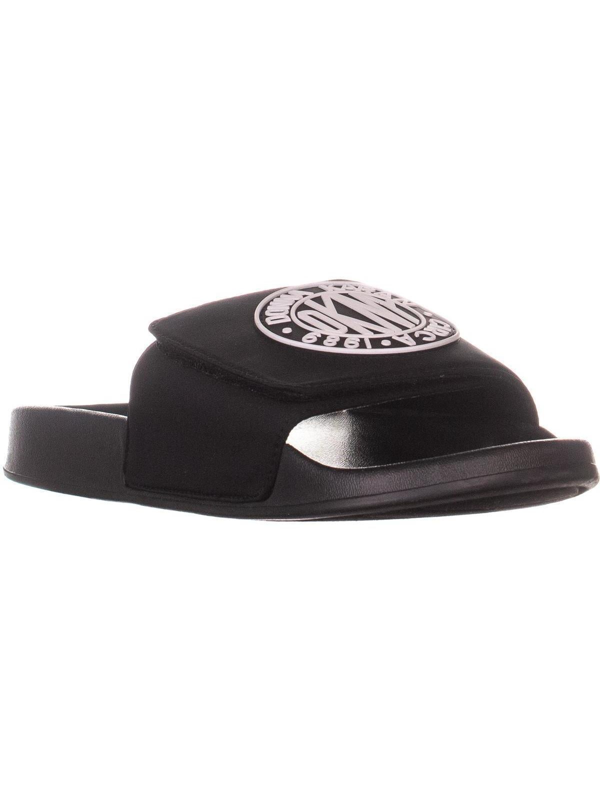 DKNY Womens DKNY ZoSingle Band Slip On Flat Slides, Scuba Black, 8