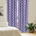 thumbnail image 2 of Ambesonne Vintage Curtains, Geometric Motif, Pair of 28"x84", Blue Violet White, 2 of 5