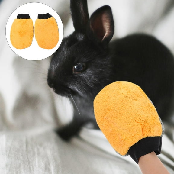 MUSEYA 2Pcs Scratch Resistant Gloves Coral Fleece for Small Animals Bathing