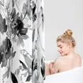 thumbnail image 3 of Black and White Shower Curtain, Watercolor Black Floral Shower Curtain for Bathroom, Modern Flower Decorative Fabric Shower Curtain Set with Hooks 72x72, 3 of 6