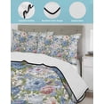 thumbnail image 3 of Quilt King Size Bedding Set, Blue Pink Spring Floral Reversible Summer Quilt 3 Pieces, Vintage Summer Botanical Lightweight Bedspreads Coverlets with 2 Pillow Shams for All Seasons, 3 of 5
