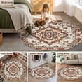 thumbnail image 6 of Burnt Orange Boho Large Area Rugs for Bedroom Living Room, Soft Non Slip Carpet Bedside Rug, Modern Ethnic Geometric Southwestern Round Floor Cover Kitchen Accent Rug 8' for Dining Room/Office, 6 of 9