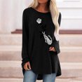 thumbnail image 2 of Camiseta de manga larga suelta con cuello redondo y estampado informal para mujer de Halloween, blusa, camisas Pompotops  FGAJ4992, 2 of 4