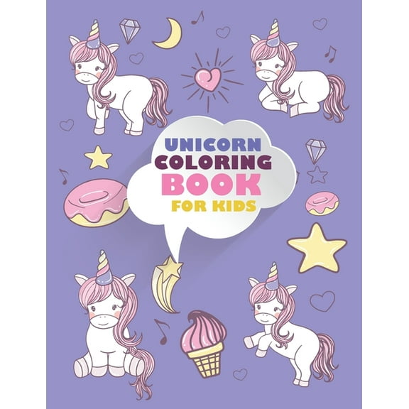 Unicorn Coloring Book: For kids ages 4-8, 20 adorable designs for boys and girls, (Paperback)