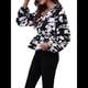 thumbnail image 2 of Top de Larga para Mujer, Jersey Fino, Cuello en V, Abullonada, Babydoll, Ligero, de Poliéster Flores Blancas S, 2 of 10