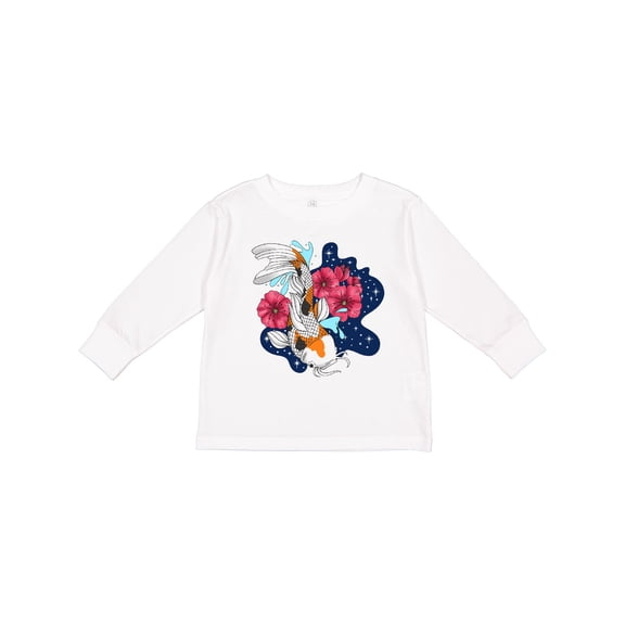 Inktastic Japanese Koi Fish Pond with Stars Boys or Girls Long Sleeve Toddler T-Shirt