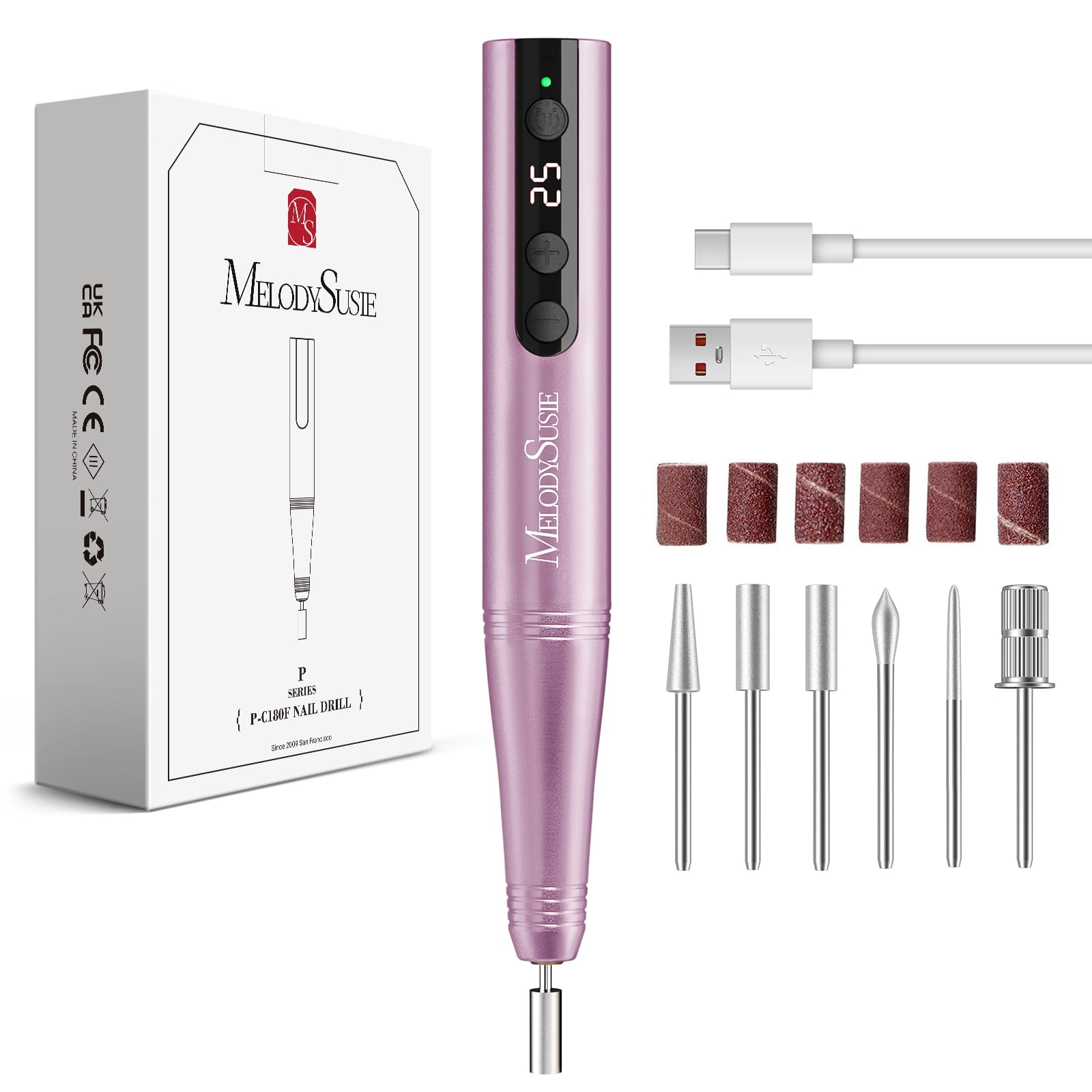 Melodysusie Cordless Nail Drill Pen 25000 Rpm