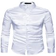 thumbnail image 1 of Stylish Men‘s Solid Color Business Shirts with Turn-Down Collar for Office, 1 of 4