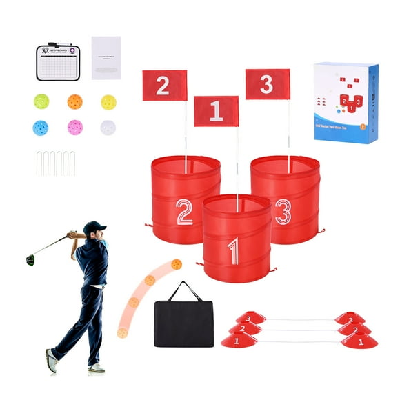 KFFKFF Backyard Golf Game, 3 Hole Golf Course, Golf Game Practice Games, Golf Chipping Game for Family, Adults and Kids, Portable Outdoor Yard Golf Game