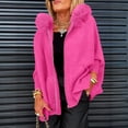 thumbnail image 6 of Womens Coat with Furry Hood Zipper Closure Front Pockets Loose Fit Outerwear for Daily Wear Warm Winter Jacket Hot Pink S, 6 of 6