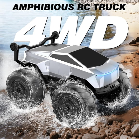 Remote Control Car, 1:16 4WD Waterproof RC Monster Truck, 2.4GHz All Terrain Amphibious RC Stunt Cars, 360 ° Rotating Pick-up Truck Car Toys Gifts for Boys Age 6 7 8 9 10 11 12