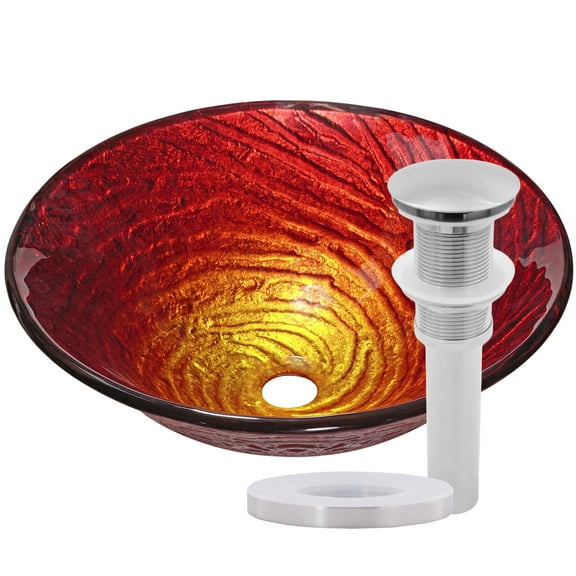 Novatto NOHP-G028BN Misto Glass Vessel Bathroom Sink Set, Brushed Nickel