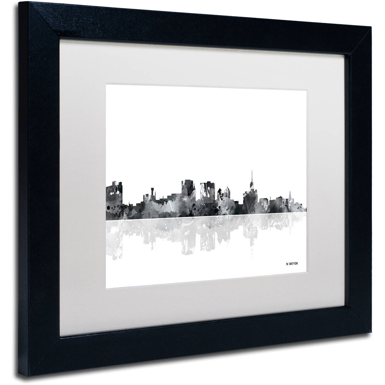 Trademark Fine Art "Buffalo New York Skyline BG-1" Canvas Art by Marlene Watson, White Matte, Black Frame