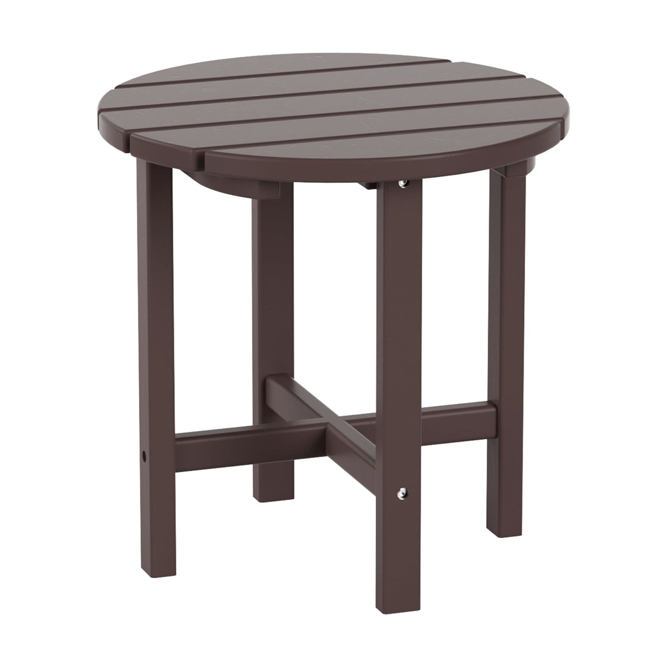 WestinTrends Dylan Adirondack Chair with Side Table, All Weather Poly Lumber Outdoor Seating Patio Conversation Bistro Set, Seashell Curved Slat Backrest, Dark Brown