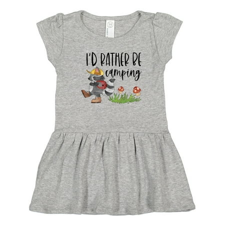 

Inktastic I d Rather Be Camping- Raccoon with Backpack Gift Toddler Girl Dress
