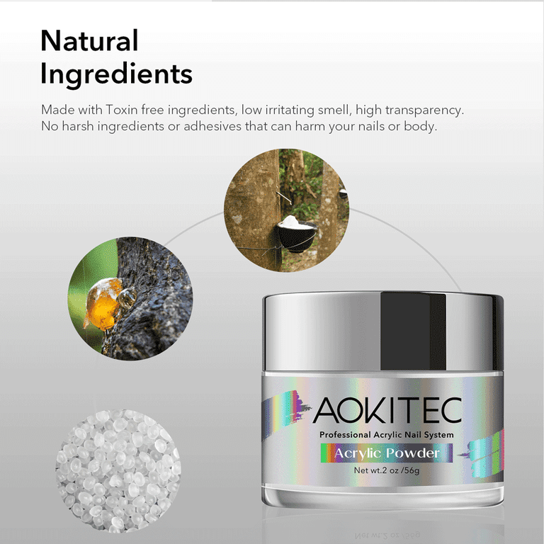 Aokitec 2oz Acrylic Powder for Nails, Professional Acrylic Nail Powder,Lasting White Acrylic Powder for Extension French Nail Art, Acrylic Nail