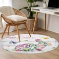thumbnail image 4 of Round Rug 4Ft Washable Non-Slip, Easter Bunny Circle Area Rugs for Living Room Bedroom, Spring Flower Daisy Tulips Farmhouse Wood Plank Indoor Floor Mats Carpet Runner for Home Decor Aesthetic, 4 of 8