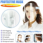 Amerteer 10 Pack Face Shields - Ultra Clear Protective Full Face Shields to Protect Eyes, Nose and Mouth - Anti-Fog PET Plastic, Elastic Headband - Sanitary Droplet Splash Guard Cover