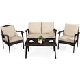 thumbnail image 4 of Costway 4PCS Patio Rotin Osier Meubles Ensemble Coussiné Canapé Canapé Table Basse Brun, 4 of 10