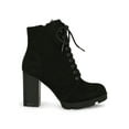 thumbnail image 2 of Women Faux Suede Lace Up Fur Stacked Lug Heel Ankle Boot 19606, 2 of 6