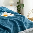 thumbnail image 4 of Carriediosa 100% Cotton Muslin Throw Blanket Gauze Blankets Soft for Bed, 66" x 90" Twin Size Dusty Blue, 4 of 6