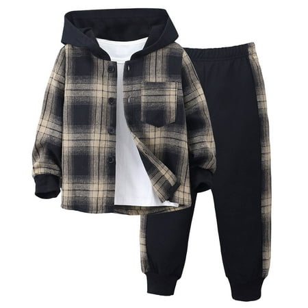 TSHXS Toddler Boy Clothes Toddler Boy Outfits 3T Toddler Boy Fall Winter Clothes Hooded Sweatshirt Tops Pant Outfit Color Block Long Sleeve Clothing 3 Years