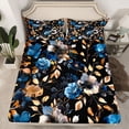 thumbnail image 2 of Manfei Blue Flowers 3pcs Twin Sheet Sets for Teens,Tree Leaves Twin Fitted Sheet,Floral Blossoms Breathable Flat Sheet,Microfiber Bedroom Decor, 2 of 7