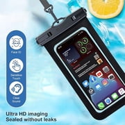 2 Pack Multicolor Waterproof Phone Pouch, Large Phone Waterproof Case Dry Bag, Protection Level: IP68, Black
