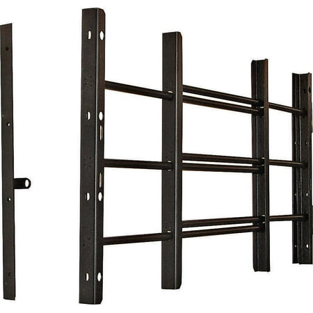 Black Tubular Steel - Grisham 93013 Horizontal Adjustable Window Guard, 22-3/4 in W x 14-3/4 in H, Solid Tubular Steel